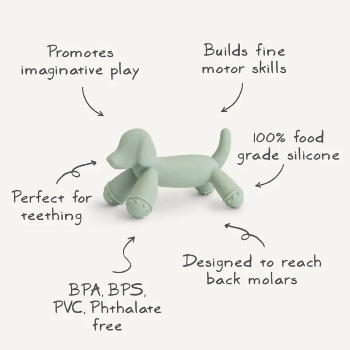 Mushie Silicone Figurine Teether - Dog - Safe and Baby Friendly Materials