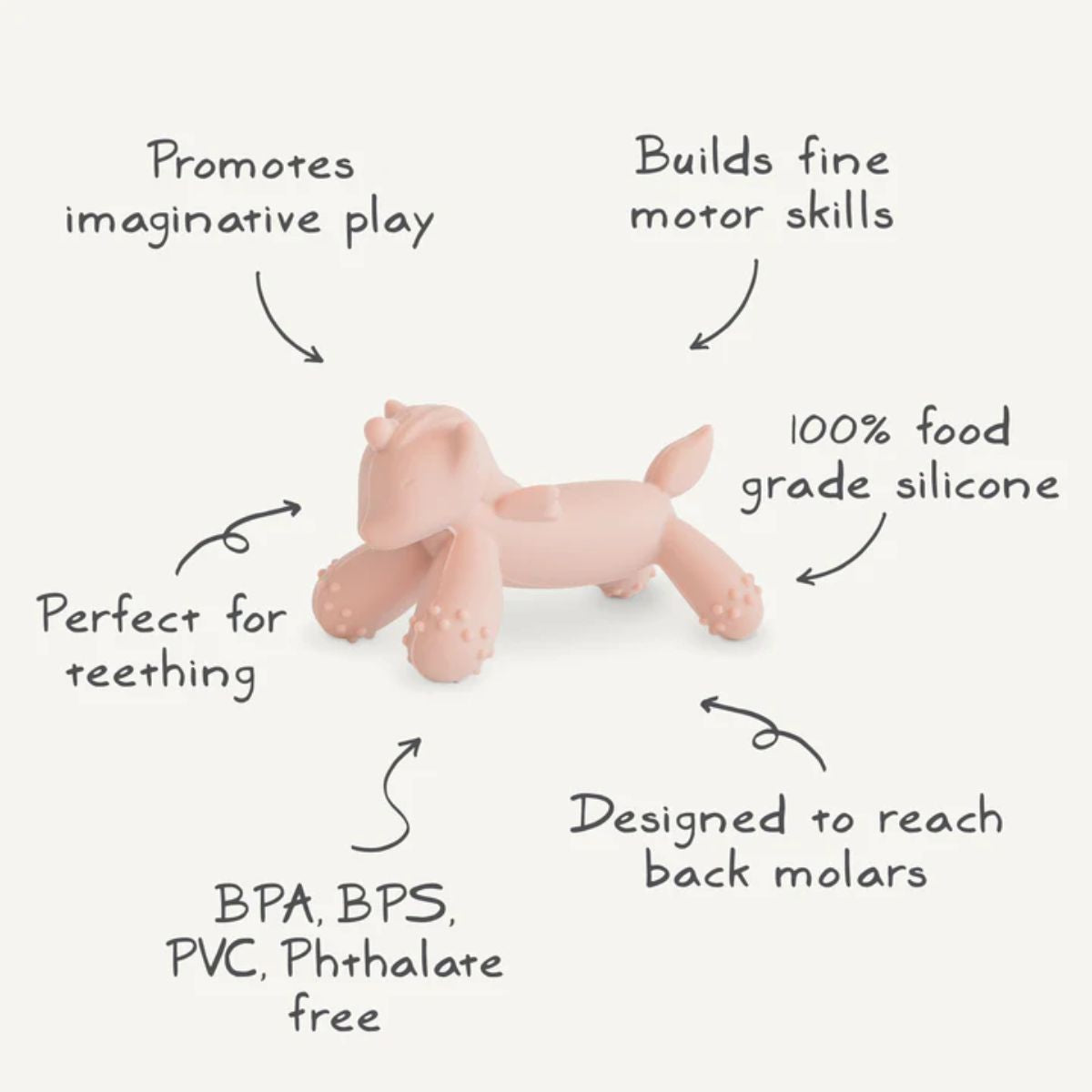 Mushie Silicone Figurine Teether - Unicorn - Safe and Baby Friendly Materials